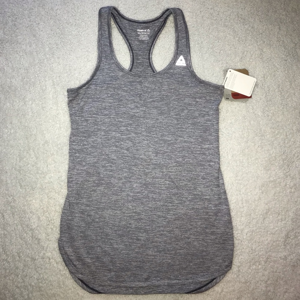REEBOK XS medieval heather Blue Grey workout training tank top